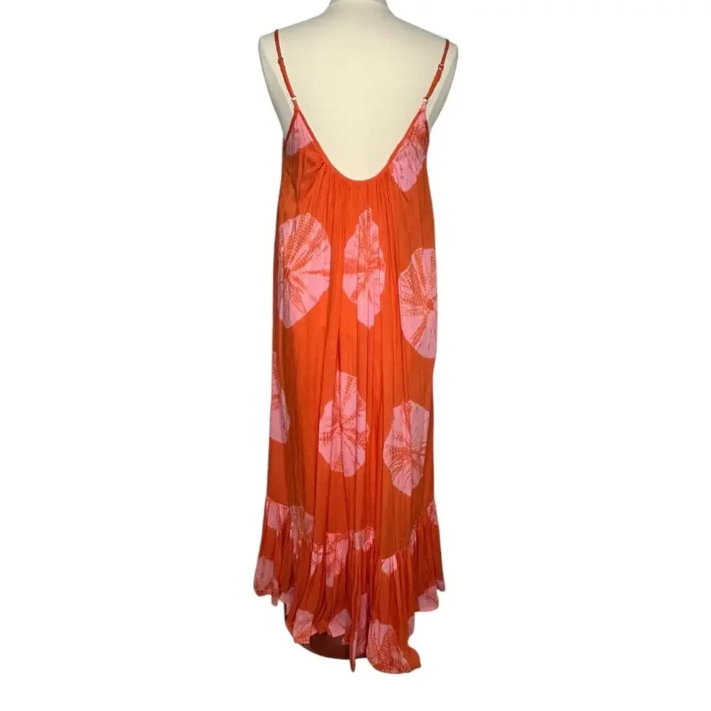 Anthropologie Norblack Norwhite Women's Orange Pink Flowy Tie Dye Maxi Dress S - Picture 4 of 10
